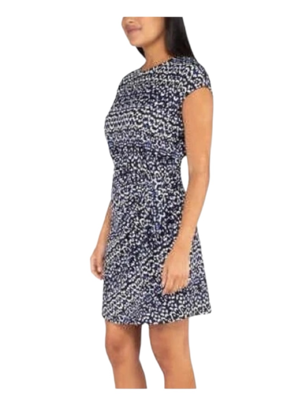 Nicole Miller Blue Side Knot Cap-Sleeve Printed Sheath Dress size S